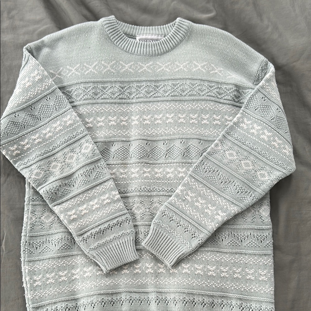 Men's Light Gray Patterned Sweater